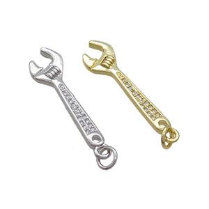 Copper Wrench Charm Pendant Pave Zircon Tools Mixed, approx 8.5-28mm [FN36855]