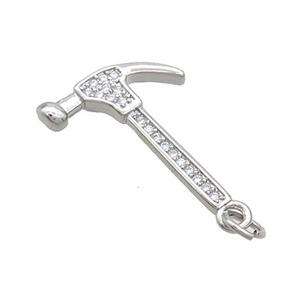 Copper Hammer Pendant Pave Zircon Tools Charms Platinum Plated, approx 15-26mm [FN36856]