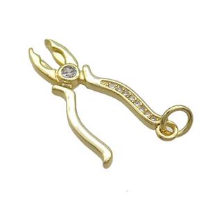 Copper Pliers Charms Pendant Pave Zircon Tools Gold Plated, approx 12-24mm [FN36863]