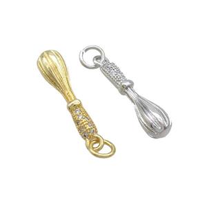 Copper Eggchurner Charms Pendant Pave Zircon Mixed, approx 5-20mm [FN36870]