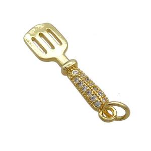 Copper Peeler Charm Pendant Pave Zircon Gold Plated, approx 7-24mm [FN36875]
