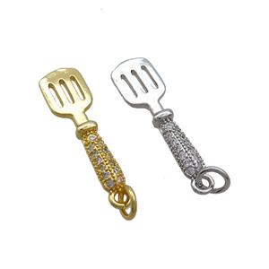 copper pendant pave zircon, gold plated, approx 7-24mm [FN36876]