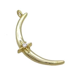 Copper Moon Pendant Pave Zircon Gold Plated, approx 30mm [FN36881]