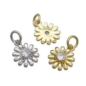 Copper Sunflower Pendant Pave Zircon Mixed, approx 9mm [FN36889]