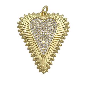 Copper Heart Pendant Pave Zircon Gold Plated, approx 24-30mm [FN36897]