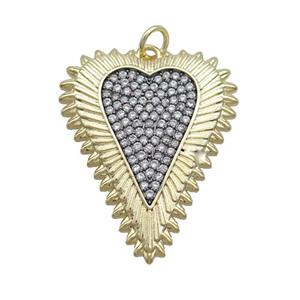 Copper Heart Pendant Pave Zircon Gold Plated, approx 24-30mm [FN36898]