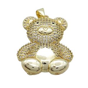 Copper Bear Pendant Pave Zircon Gold Plated, approx 20-28mm [FN36906]