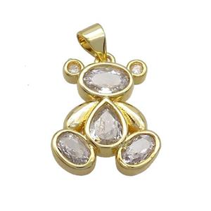 Copper Bear Pendant Pave Zircon Gold Plated, approx 13-18mm [FN36907]