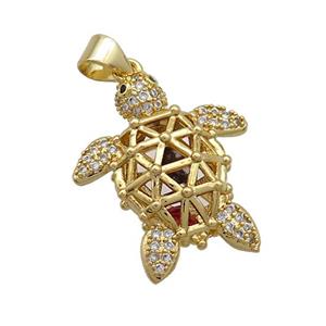 Copper Tortoise Pendant Pave Zircon Gold Plated, approx 16-23mm [FN36910]