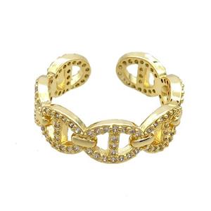 Copper Ring Pave Zircon Gold Plated, approx 7mm, 18mm dia [FN36920]
