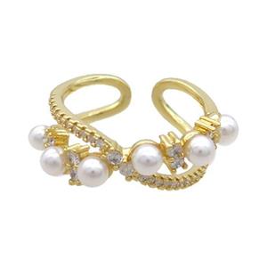 Copper Ring Pave Pearlized Plastic Gold Plated, approx 10mm, 18mm dia [FN36926]