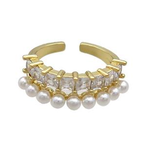 Copper Ring Pave Pearlized Plastic Gold Plated, approx 8mm, 18mm dia [FN36927]