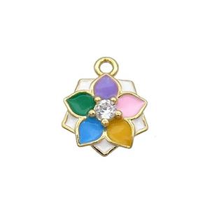 Copper Flower Pendant Multicolor Enamel Gold Plated, approx 12.5mm [FN36932]