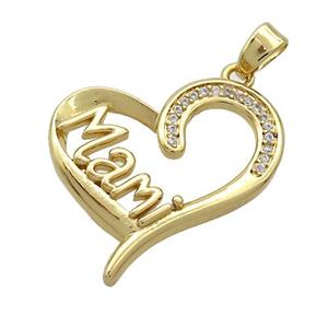 Copper Heart Pendant Pave Zircon Mami Gold Plated, approx 22mm [FN36934]