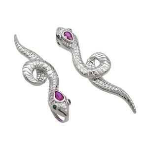Copper Snake Pendant Pave Zircon Platinum Plated, approx 13-45mm [FN36935]