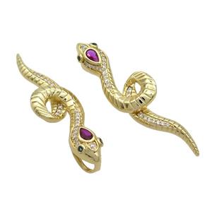 Copper Snake Pendant Pave Zircon Gold Plated, approx 13-45mm [FN36936]