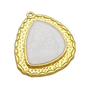 Copper Teardrop Pendant White Enamel Gold Plated, approx 25-30mm [FN36947]