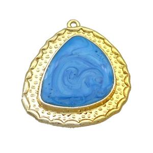 Copper Teardrop Pendant Blue Enamel Gold Plated, approx 25-30mm [FN36949]