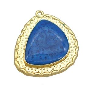 Copper Teardrop Pendant Blue Enamel Gold Plated, approx 25-30mm [FN36950]