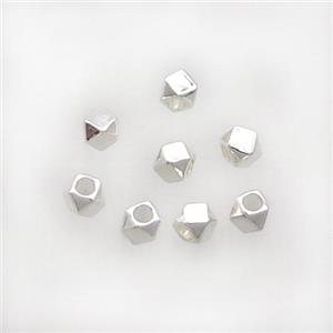 Copper Cube Beads Shiny Silver, approx 2.5mm [FN36954]