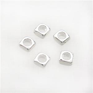 Copper Square Beads Shiny Silver, approx 3.5mm [FN36956]