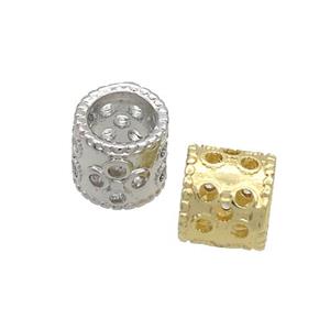 Copper Column Beads Pave Zircon Large Hole Mixed, approx 7mm, 5mm hole [FN36971]