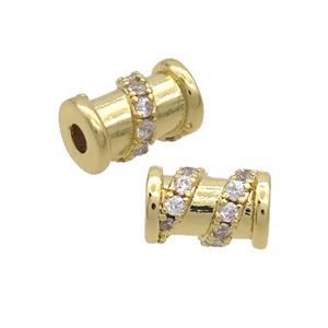 Copper Tube Beads Pave Zircon Gold Plated, approx 5x8mm [FN36973]