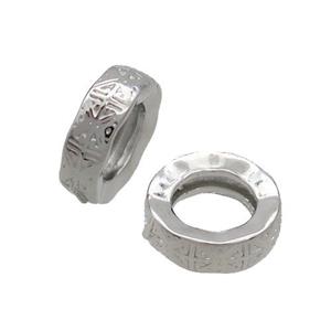 Copper Rondelle Beads Large Hole Spacer Platinum Plated, approx 10mm, 6mm hole [FN36978]