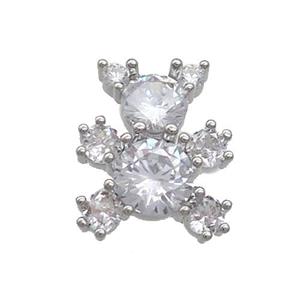 Copper Bear Pendant Pave Zircon Platinum Plated, approx 13-18mm [FN36981]