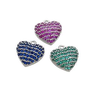 Copper Heart Pendant Pave Zircon Platinum Plated Mixed, approx 12mm [FN37000]