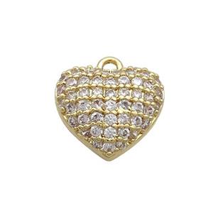 Copper Heart Pendant Pave Zircon Gold Plated, approx 12mm [FN37001]