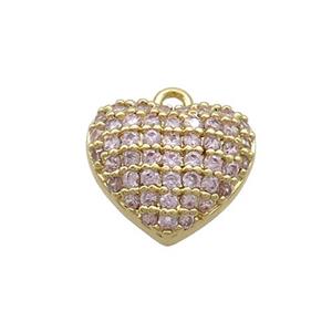 Copper Heart Pendant Pave Pink Zircon Gold Plated, approx 12mm [FN37002]