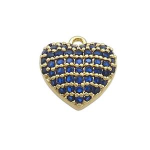 Copper Heart Pendant Pave Blue Zircon Gold Plated, approx 12mm [FN37003]