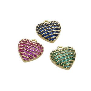 Copper Heart Pendant Pave Zircon Gold Plated Mixed, approx 12mm [FN37006]