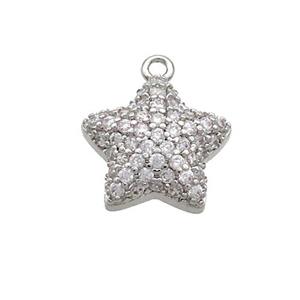 Copper Star Pendant Pave Zircon Platinum Plated, approx 13mm [FN37007]