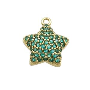 Copper Star Pendant Pave Green Zircon Gold Plated, approx 13mm [FN37017]