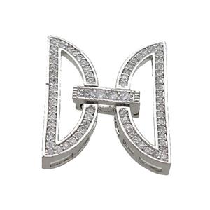 Copper Clasp Pave Zircon Platinum Plated, approx 20-23mm [FN37045]