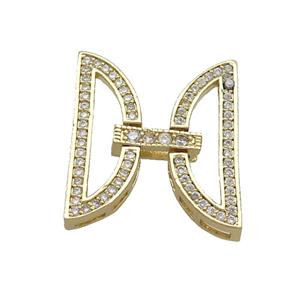 Copper Clasp Pave Zircon Gold Plated, approx 20-23mm [FN37046]
