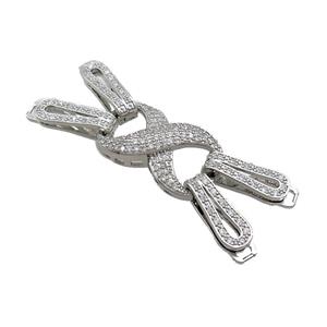 Copper Clasp Pave Zircon Platinum Plated Infinity, approx 18-65mm [FN37051]