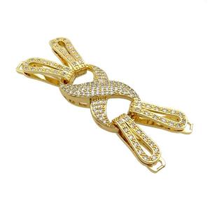 Copper Clasp Pave Zircon Gold Plated Infinity, approx 18-65mm [FN37052]