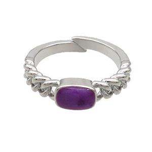 Copper Rings Purple Enamel Adjustable Platinum Plated, approx 5-7mm, 18mm dia [FN37060]