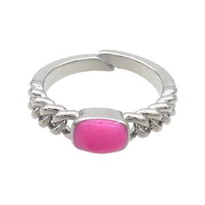 Copper Rings HOtpink Enamel Adjustable Platinum Plated, approx 5-7mm, 18mm dia [FN37061]