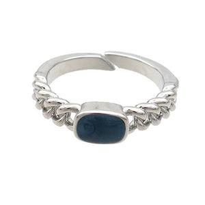 Copper Rings Darkblue Enamel Adjustable Platinum Plated, approx 5-7mm, 18mm dia [FN37063]