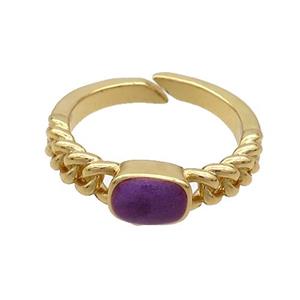 Copper Rings Purple Enamel Adjustable Gold Plated, approx 5-7mm, 18mm dia [FN37067]