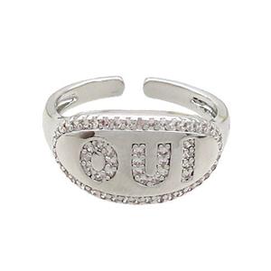 Copper Rings Pave Zircon OUI Platinum Plated, approx 10-18mm, 18mm dia [FN37073]
