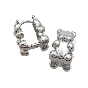 Copper Latchback Earrings Bear Platinum Plated, approx 10-16mm [FN37083]