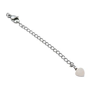 Copper Necklace Extender Chain Heart Platinum Plated, approx 50mm length [FN37112]