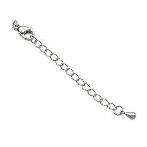 Copper Necklace Extender Chain Platinum Plated, approx 50mm length [FN37116]