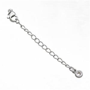 Copper Necklace Extender Chain Platinum Plated, approx 50mm length [FN37120]