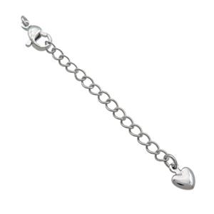 Copper Necklace Extender Chain Heart Platinum Plated, approx 50mm length [FN37124]